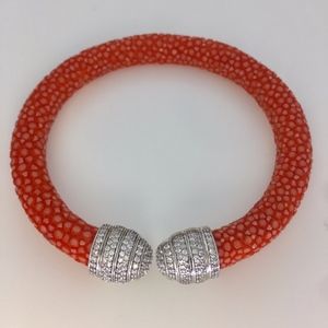 Genuine Beige  Stingray  Leather Bracelet